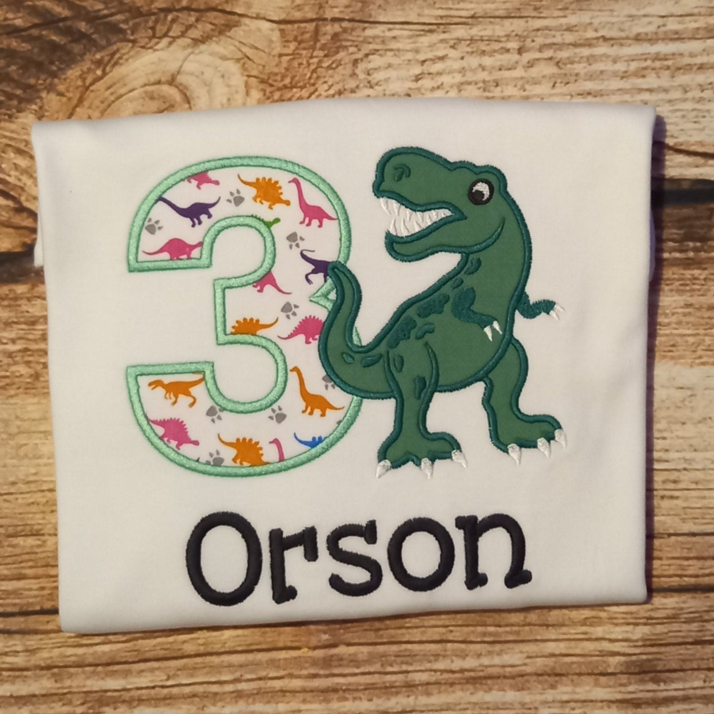 Childrens personalised birthday tshirt, Childs embroidered dinosaur shirt, kids dino top, t-rex  tee, childrens clothes, personalised gift