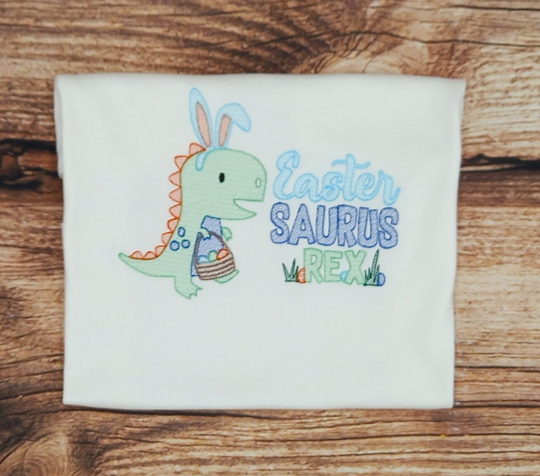 Childrens easter tshirt, Childs dinosaur Easter t-shirt, kids dino tee, childrens sketch embroidery top, eastersaurus rex, Easter gift