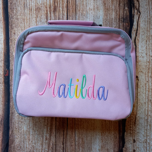 Childrens personalised lunch box, kids embroidered lunch bag, childs picnic bag, personalised cooler bag, school bag, snack storage, gift