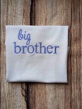 Load image into Gallery viewer, Big brother embroidered tshirt, big bro shirt, birth announcement top, Sibling clothing, kids big brother tee
