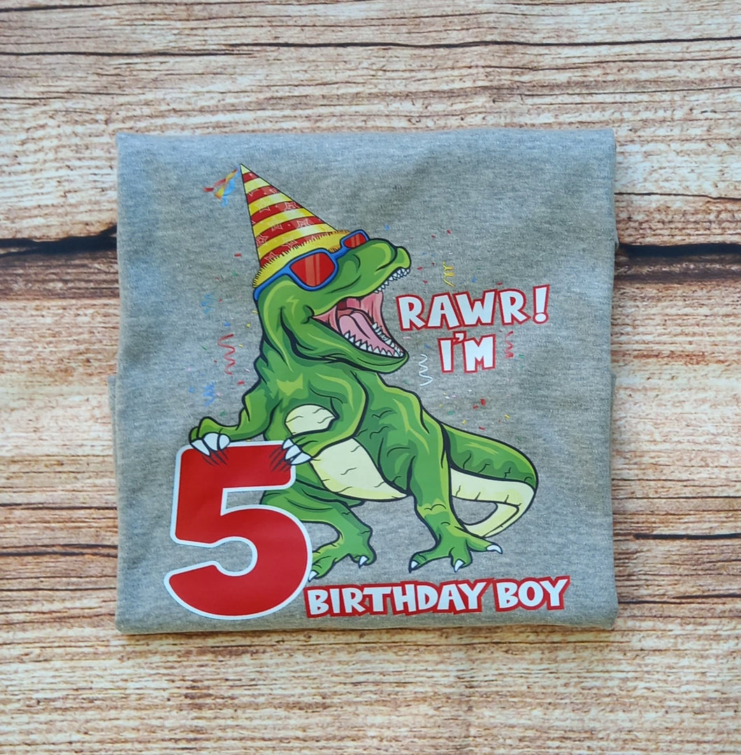 Childs birthday tshirt, kids dinosaur birthday tee, Childrens dino shirt, trex birthday shirt, birthday gift